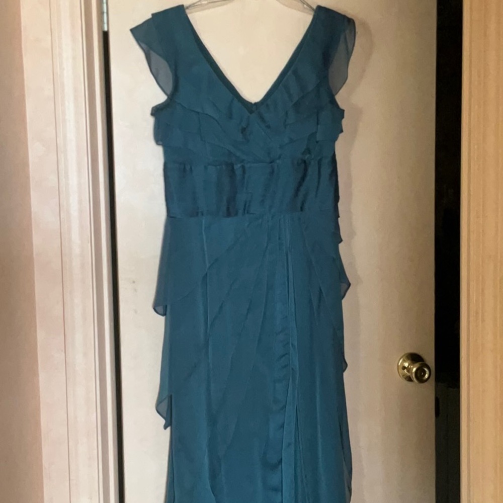 Women's Multi Tiered Forest Green/Teal Chiffon Special Occasion Gown, Size 8